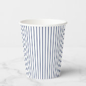 Ländlicher, rustikaler blauer Streifen Pappbecher (Rückseite)