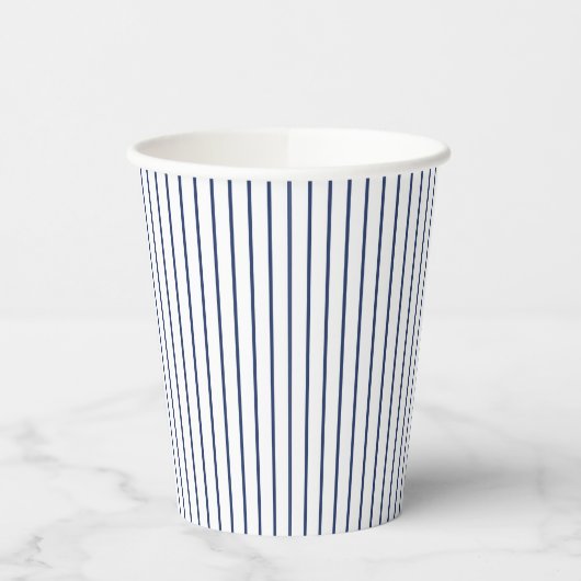Ländlicher, rustikaler blauer Streifen Pappbecher (Links)
