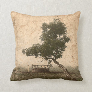 Ländlicher rustikaler vintage-antiker beiger Baum Kissen