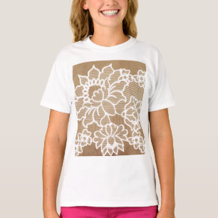 Ländlicher, rustikaler Vintage-Beige-Jute und weiß T-Shirt