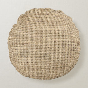 Ländlicher rustikaler Vintage-Jute Rundes Kissen