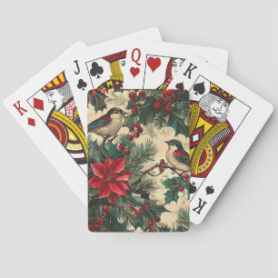 Ländlicher Singvogel-Weihnachtsstern Winter Creme  Spielkarten