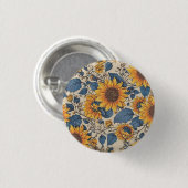 Ländlicher Sonnenblumen-Cottagecore-Blumenknopf Button (Vorne & Hinten)