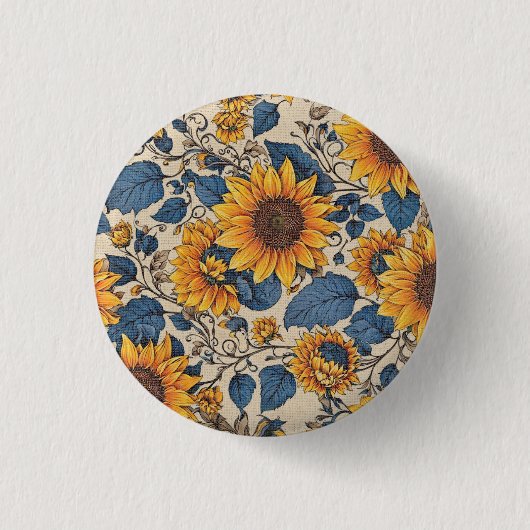 Ländlicher Sonnenblumen-Cottagecore-Blumenknopf Button (Vorderseite)