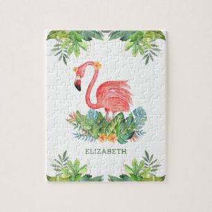 Ländlicher tropischer Dschungel Süße florale Flami Puzzle