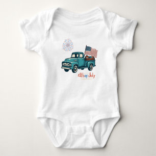 Ländlicher/vintage 4. Juli Baby Strampler