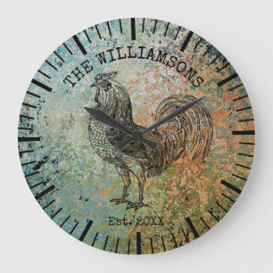 Ländlicher Vintage Antiker Familienname Bauernhof  Große Wanduhr