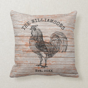 Ländlicher Vintage Antiker Familienname Bauernhof  Kissen