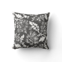 Ländlicher Vintage-Druck in dunklem Grau mit Blume