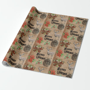 Ländlicher Vintage-Hirsch Geschenkpapier