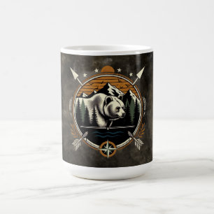 Ländlicher, vintage Outdoor-Bär Berg Kaffeetasse