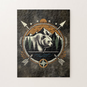 Ländlicher, vintage Outdoor-Bär-Berg Puzzle