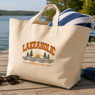 Ländlicher Vintage-Seefanatiker Deerwood-See Jumbo Stoffbeutel