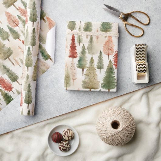 Ländlicher Wald aus Bäumen Geschenkpapier (Kunsthandwerk)