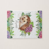 Ländlicher Wald Forst Süße Blumen Igel Name Puzzle (Horizontal)