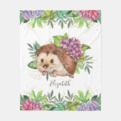 Ländlicher Wald Forst Süßer Blumen Igel Fleecedecke (Vorderseite)