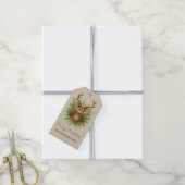 Ländlicher Waldhirschkopf mit Winterlaub - Geschenkanhänger (Mit Garn)