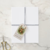 Ländlicher Waldhirschkopf mit Winterlaub - Geschenkanhänger (Mit Garn)