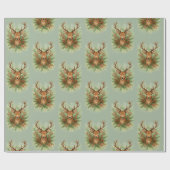 Ländlicher Waldhirschkopf mit Winterlaub - Geschenkpapier (Flach)