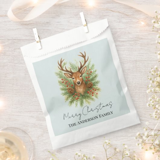 Ländlicher Waldhirschkopf mit Winterlaub - Geschenktütchen (Ausgeschnitten)