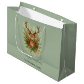 Ländlicher Waldhirschkopf mit Winterlaub - Große Geschenktüte (Vorderseite Schrägansicht)