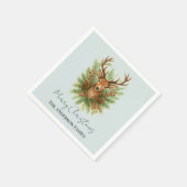Ländlicher Waldhirschkopf mit Winterlaub - Serviette (Ecke)