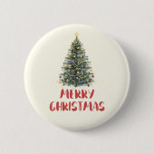 Ländlicher Wasserfarben-Weihnachtsbaum Weihnachtsf Button (Vorderseite)