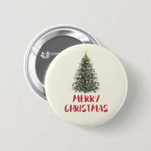 Ländlicher Wasserfarben-Weihnachtsbaum Weihnachtsf Button (Vorne & Hinten)