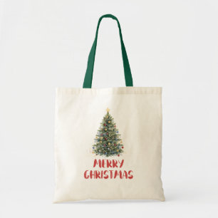 Ländlicher Wasserfarben-Weihnachtsbaum Weihnachtsf Tragetasche
