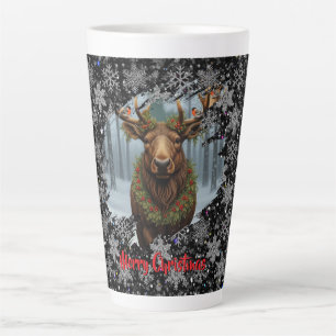 Ländlicher Weihnachts-Elch Winter-Waldlandschaft S Milchtasse