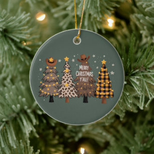 Ländlicher Weihnachts-Western-Baum Cowboy Cowgirl  Keramik Ornament