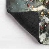 Ländlicher Weihnachtsbaum Schnee Rot Vögel Mousepad (Ecke)