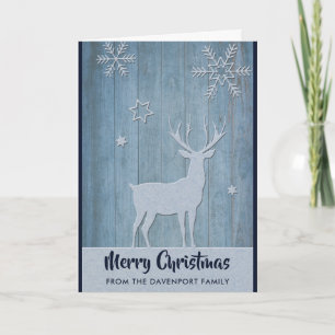 Ländlicher Weihnachtsmann mit blauem Rentier aus r Karte