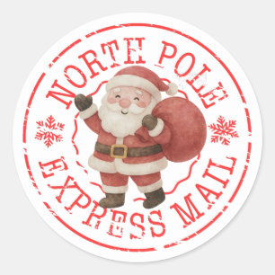 Ländlicher Weihnachtsmann Nordpol Weihnachtspost Runder Aufkleber