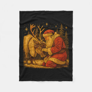 Ländlicher Weihnachtsmann-Rentier-Vintage-Weihnach Fleecedecke