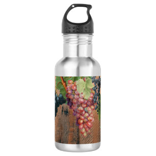 Ländlicher Weinberg Holz & Trauben Edelstahlflasche