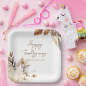 Ländlicher Weißer Kürbis Thanksgiving Pappteller (Party)