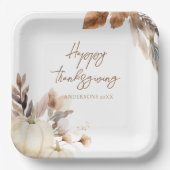 Ländlicher Weißer Kürbis Thanksgiving Pappteller (Vorderseite)