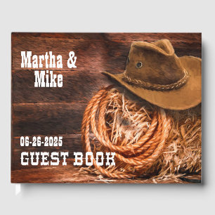 Ländlicher Western-Cowboyhut-Lasso Hochzeit Gästebuch