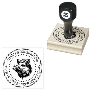Ländlicher Wildschweinkopf Name Rücksendeadresse # Gummistempel