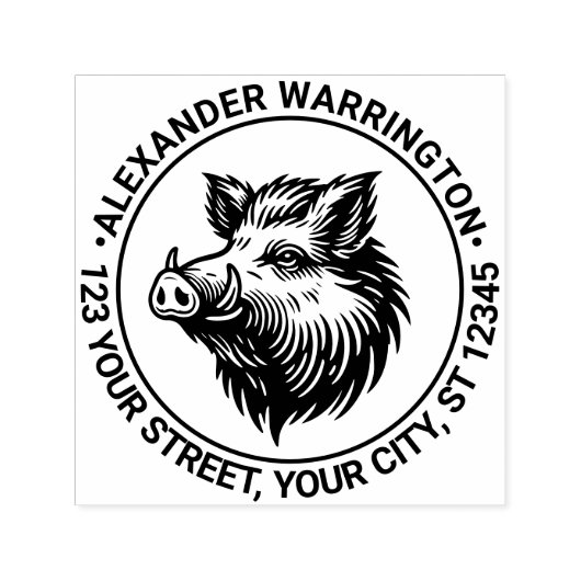 Ländlicher Wildschweinkopf Name Rücksendeadresse Permastempel (Design)