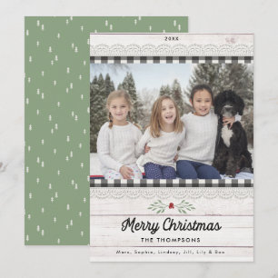 Ländliches Bauernhaus   Buffalo-Karo-Weihnachten Karte