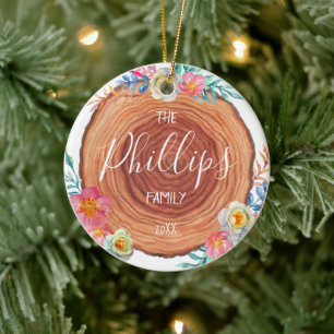Ländliches Bauernhaus Holzscheibe Personalisierte Keramik Ornament