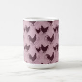 Ländliches Bauernhaus-Huhn-Muster – In Rosa Kaffeetasse (Mittel)