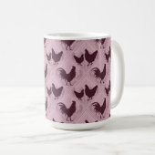 Ländliches Bauernhaus-Huhn-Muster – In Rosa Kaffeetasse (VorderseiteRechts)