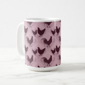 Ländliches Bauernhaus-Huhn-Muster – In Rosa Kaffeetasse (Vorderseite Links)