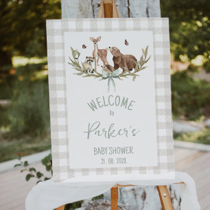 Ländliches Beige-Wald-Babyshower-Willkommensschild Fotodruck