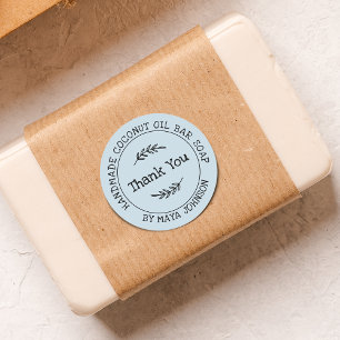 Ländliches Blau Handgemacht Danke Runder Aufkleber