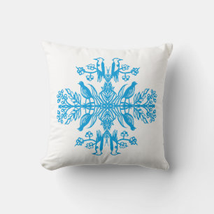 Ländliches Blau Natur Blaue Vögel Vintage. Kissen