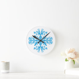 Ländliches Blau Natur Blaue Vögel Vintage. Runde Wanduhr